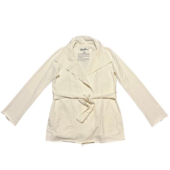 NWOT Lucky Brand Wrap Tie Open Front Ivory Cardigan XL Pockets Boho Classic City - Picture 3 of 6